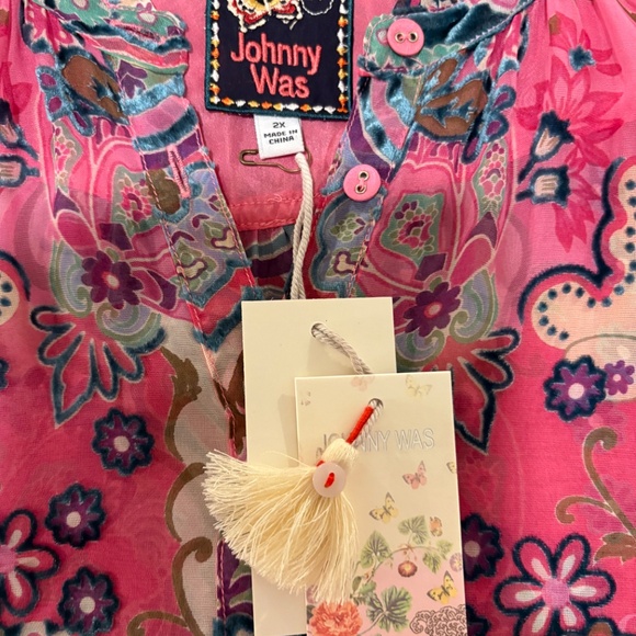 Johnny Was ZOLI TAPE HEM BURNOUT TUNIC 2X - Picture 7 of 10